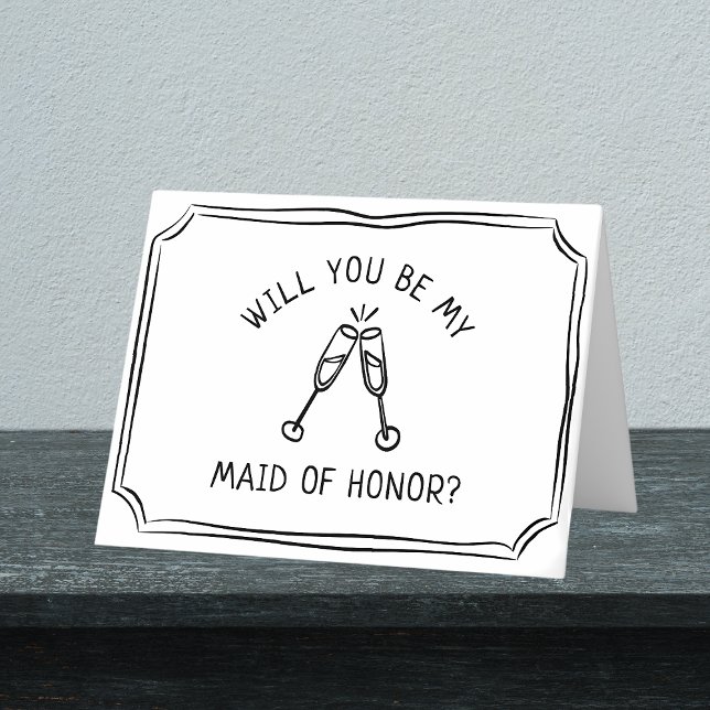 Whimsical Champagne Toast Maid of Honor Proposal  Card (Ask your best friend to be your matron of honor with this elegant champagne card.)