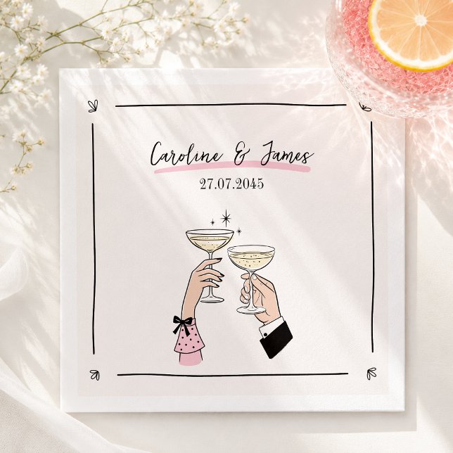 Whimsical Champagne Toast Wedding Napkins  (Creator Uploaded)