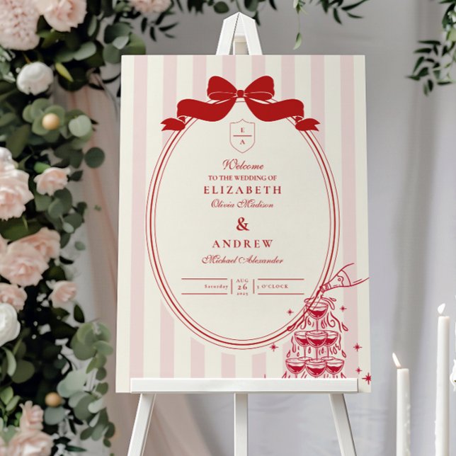 Whimsical Champagne Tower Doodle Wedding Foam Board (Creator Uploaded)