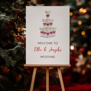 Whimsical Champagne Tower Wedding Welcome Foam Board