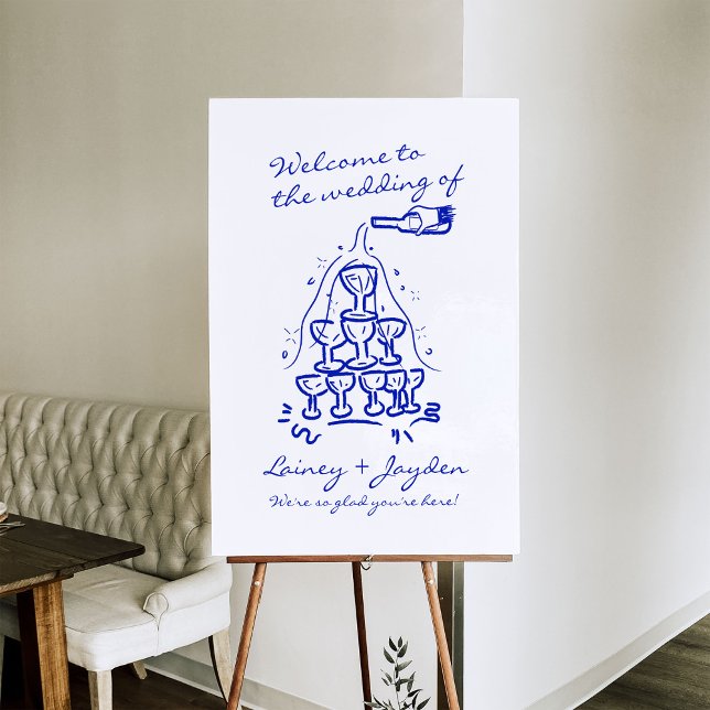 Whimsical Champagne Tower Wedding Welcome Sign (Creator Uploaded)