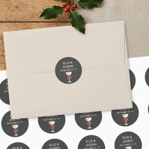 Whimsical Champagne Wedding Favor Classic Round Sticker