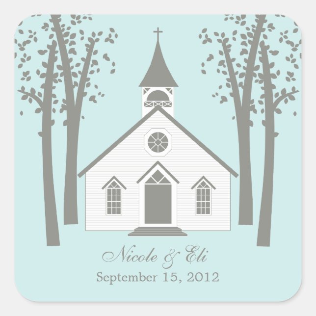 Whimsical Chapel Favor Sticker (Front)