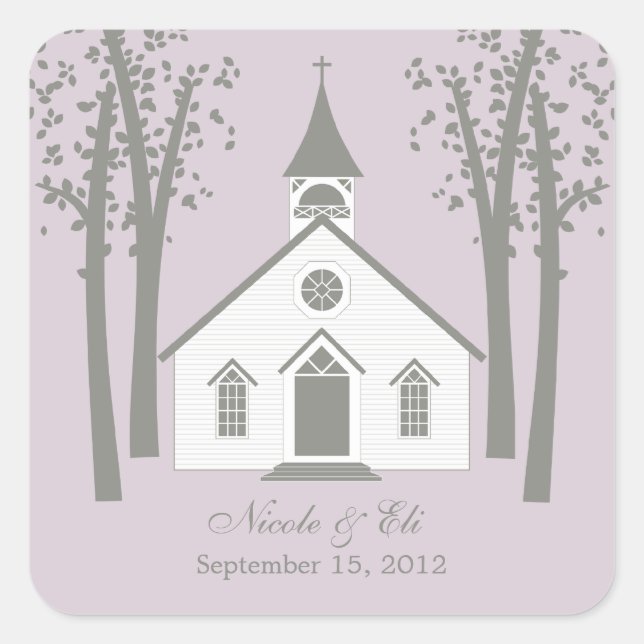Whimsical Chapel Favor Sticker (Front)