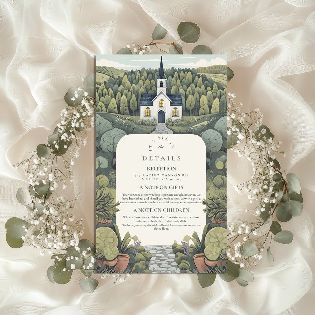 Whimsical Chapel Forest Wedding Details  Enclosure Card (Creator Uploaded)