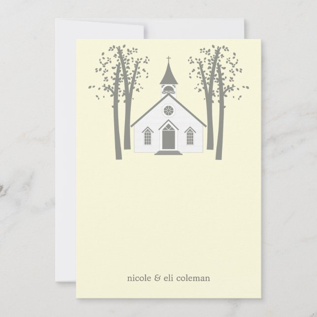 Whimsical Chapel Wedding Flat Thank You Card (Front)