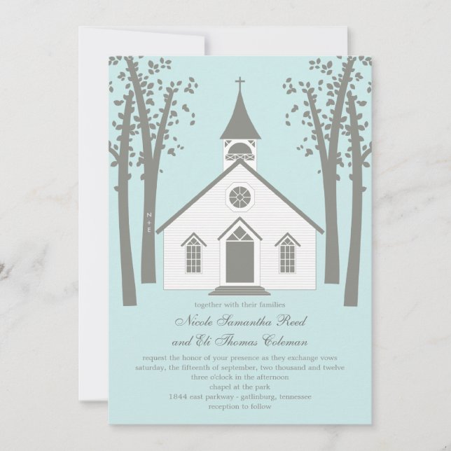 Whimsical Chapel Wedding Invitation (Front)