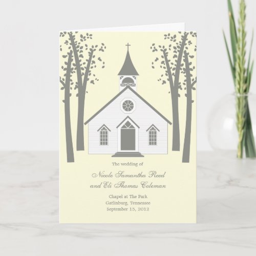 Whimsical Chapel Wedding Program Card