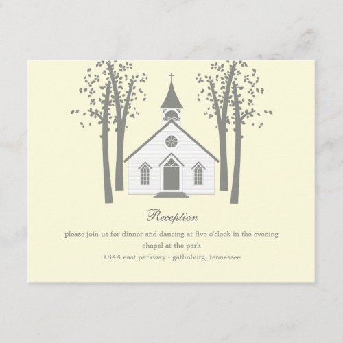 Whimsical Chapel Wedding Reception Enclosure Card Personalized Invitation