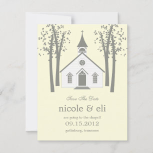 Whimsical Chapel Wedding Save The Date Card