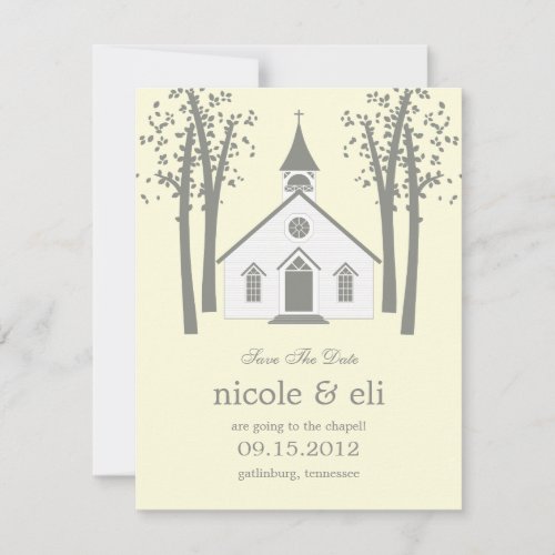 Whimsical Chapel Wedding Save The Date Card