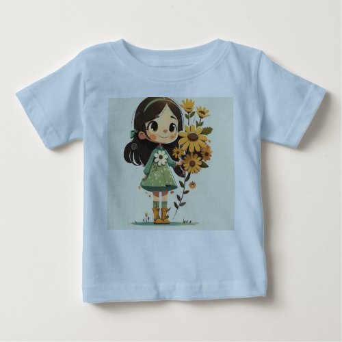 Whimsical Charm Cartoon Girl Collection Baby T_Shirt