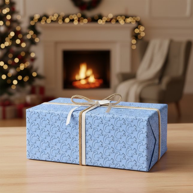 Whimsical Charm Periwinkle Squirrel Gift Wrap (Whimsical Charm Periwinkle Squirrel Gift Wrap)