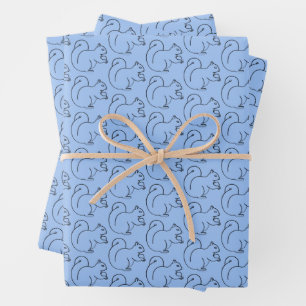 Whimsical Charm Periwinkle Squirrel Gift Wrap