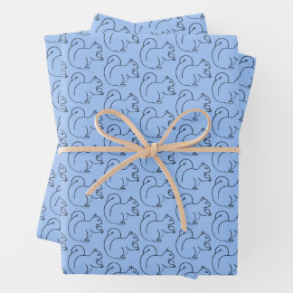 Whimsical Charm Periwinkle Squirrel Gift Wrap