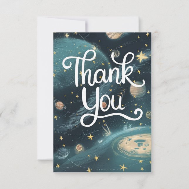Whimsical Charming Stars Celestial Thank You Card (Front)