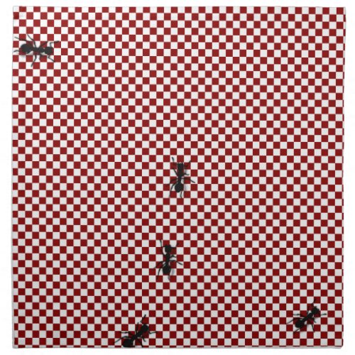 Whimsical Checkerboard  Ants Cotton Napkin