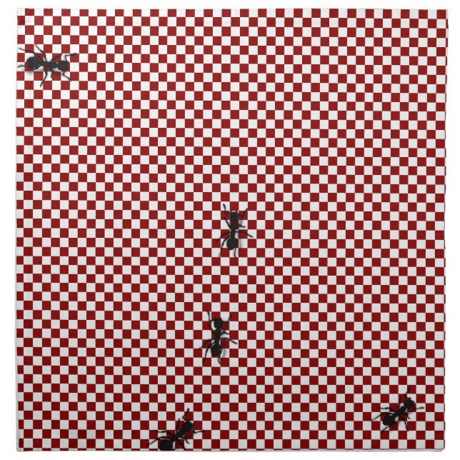 Whimsical Checkerboard & Ants Cotton Napkin (Front)