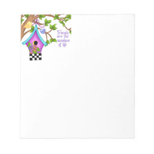 Whimsical Checkerboard Birdhouse Notepad