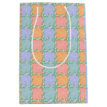 Whimsical Checkered Tile with Leafy Vines