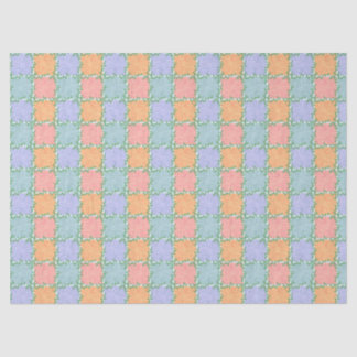 Whimsical Checkered Tile with Leafy Vines Tissue Paper