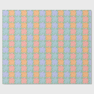 Whimsical Checkered Tile with Leafy Vines Wrapping Paper