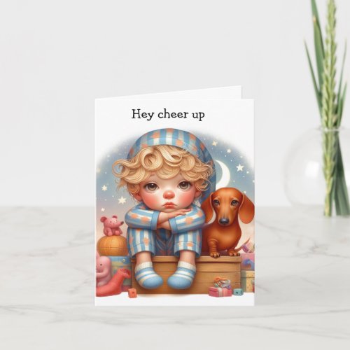 Whimsical Cheer Up Dachshund Card
