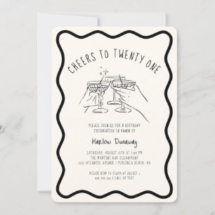 Whimsical Cheers to 21 Birthday Party Invitation