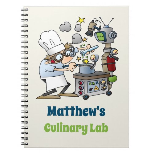 Whimsical Chef and Science Culinary Lab Cartoon Notebook