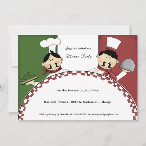 Whimsical Chef Dinner Party Invite