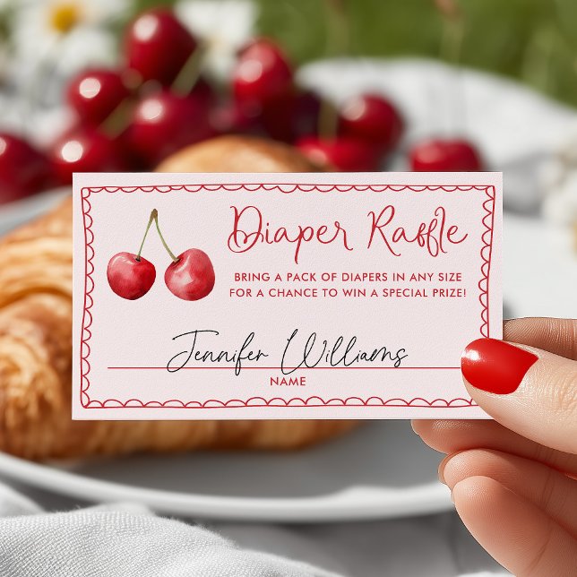 Whimsical Cherry Baby Shower Diaper Raffle Enclosure Card (Creator Uploaded)