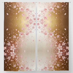 Whimsical Cherry Blossom Blizzard on Golden Blackout Curtains