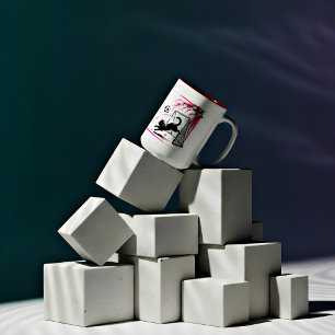 Whimsical Cherry Blossom Cat – Perfect for Sprorts Two-Tone Coffee Mug