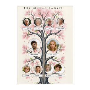Whimsical Cherry Blossom Personalized Family Tree Acrylic Print