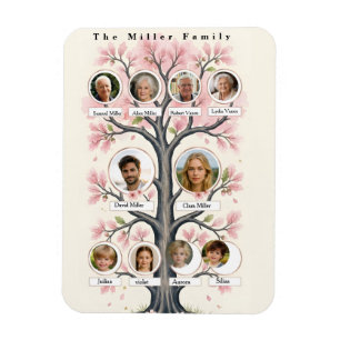 Whimsical Cherry Blossom Personalized Family Tree Magnet