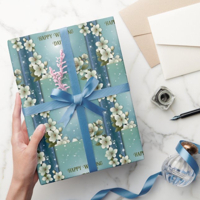 Whimsical Cherry blossom with Sparkles Wrapping Paper (Gifting)