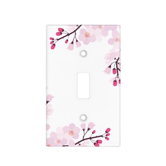 Whimsical Cherry Blossoms Light Switch Cover (Front)