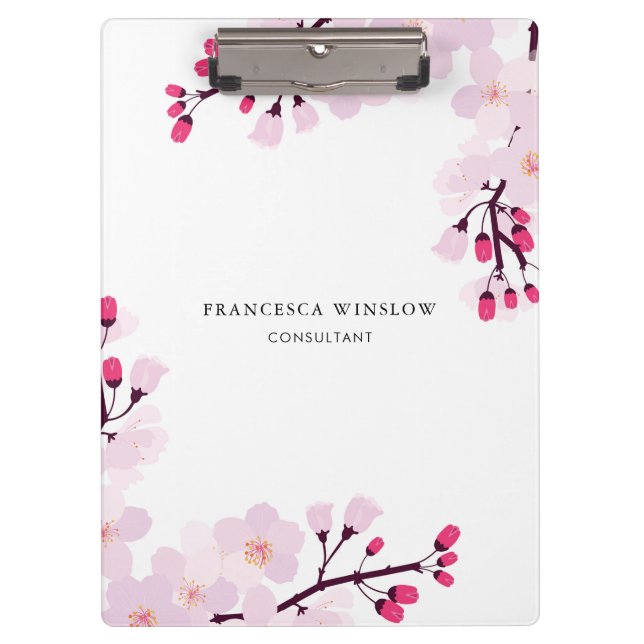 Whimsical Cherry Blossoms Personalized Clipboard (Front)