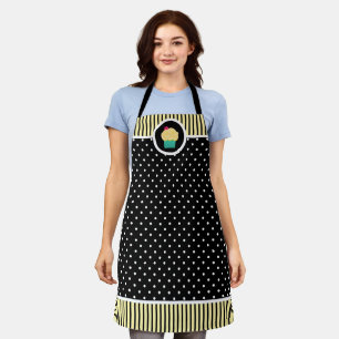 Whimsical Cherry Cupcake Baker Polka Dot Stripe Apron