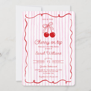 Whimsical Cherry on Top Baby Shower Girl Invitation