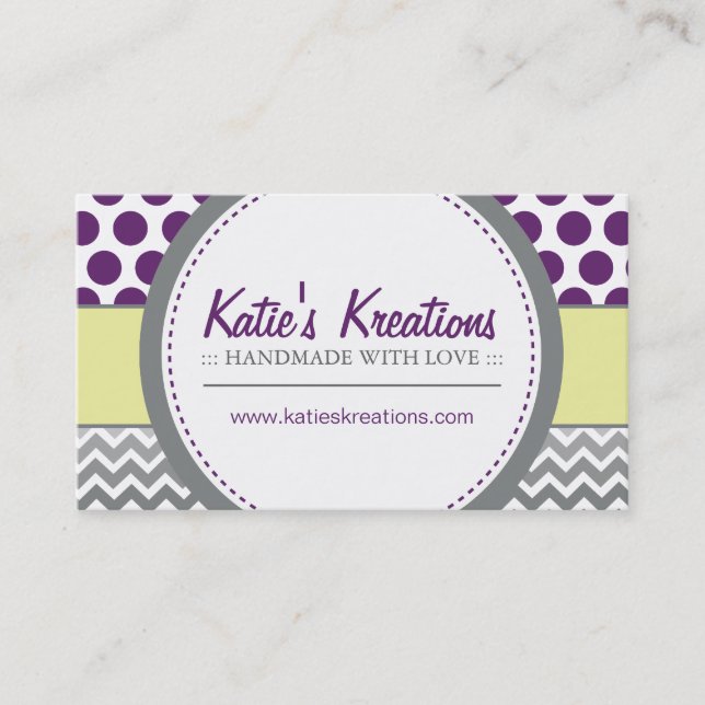 Whimsical Chevron and Dots Business Card (Front)