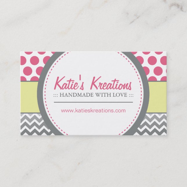Whimsical Chevron and Dots Business Card (Front)