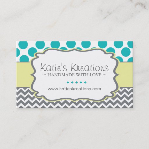 Customizable Whimsical Chevron and Dots - Custom Design Business Card