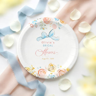 Whimsical Chic Elegant Hand Drawn Bridal Shower Paper Plates