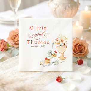 Whimsical Chic Elegant Hand Drawn Fall Wedding Napkins