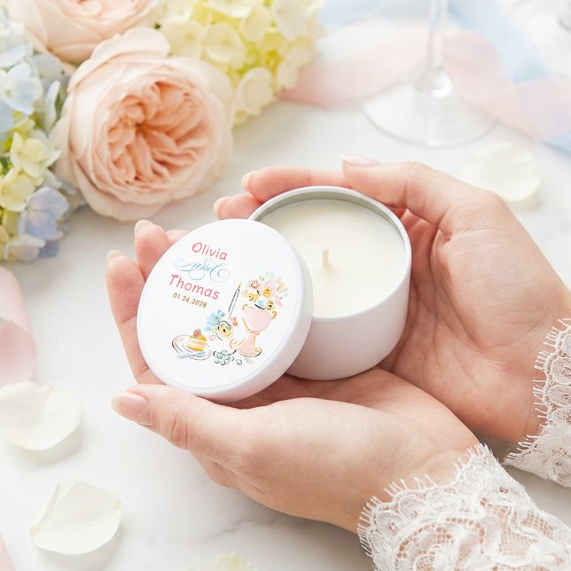 Whimsical Chic Elegant Hand Drawn Wedding Mini Candle Favors (Whimsical Floral Pastel Wedding Candle Favor)