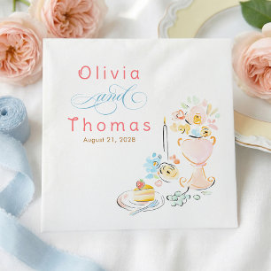 Whimsical Chic Elegant Hand Drawn Wedding Napkins