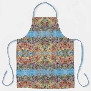 Whimsical Chic Flower Garden Watercolor Painting Apron