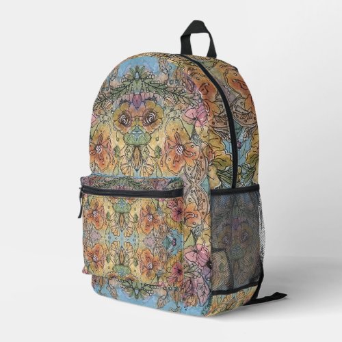 Whimsical Chic Flower Garden Watercolor Painting  Printed Backpack