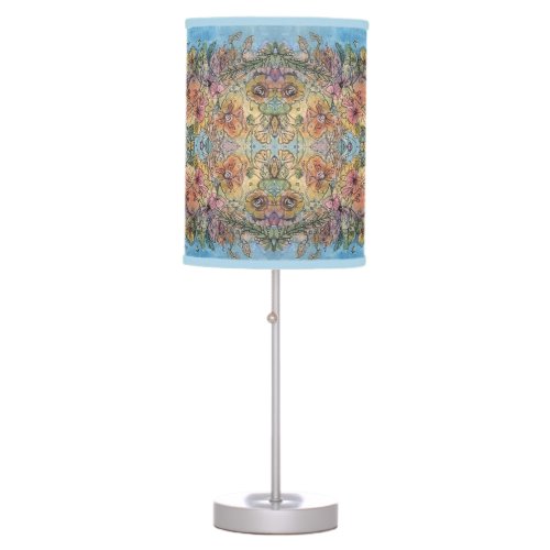 Whimsical Chic Flower Garden Watercolor Painting  Table Lamp